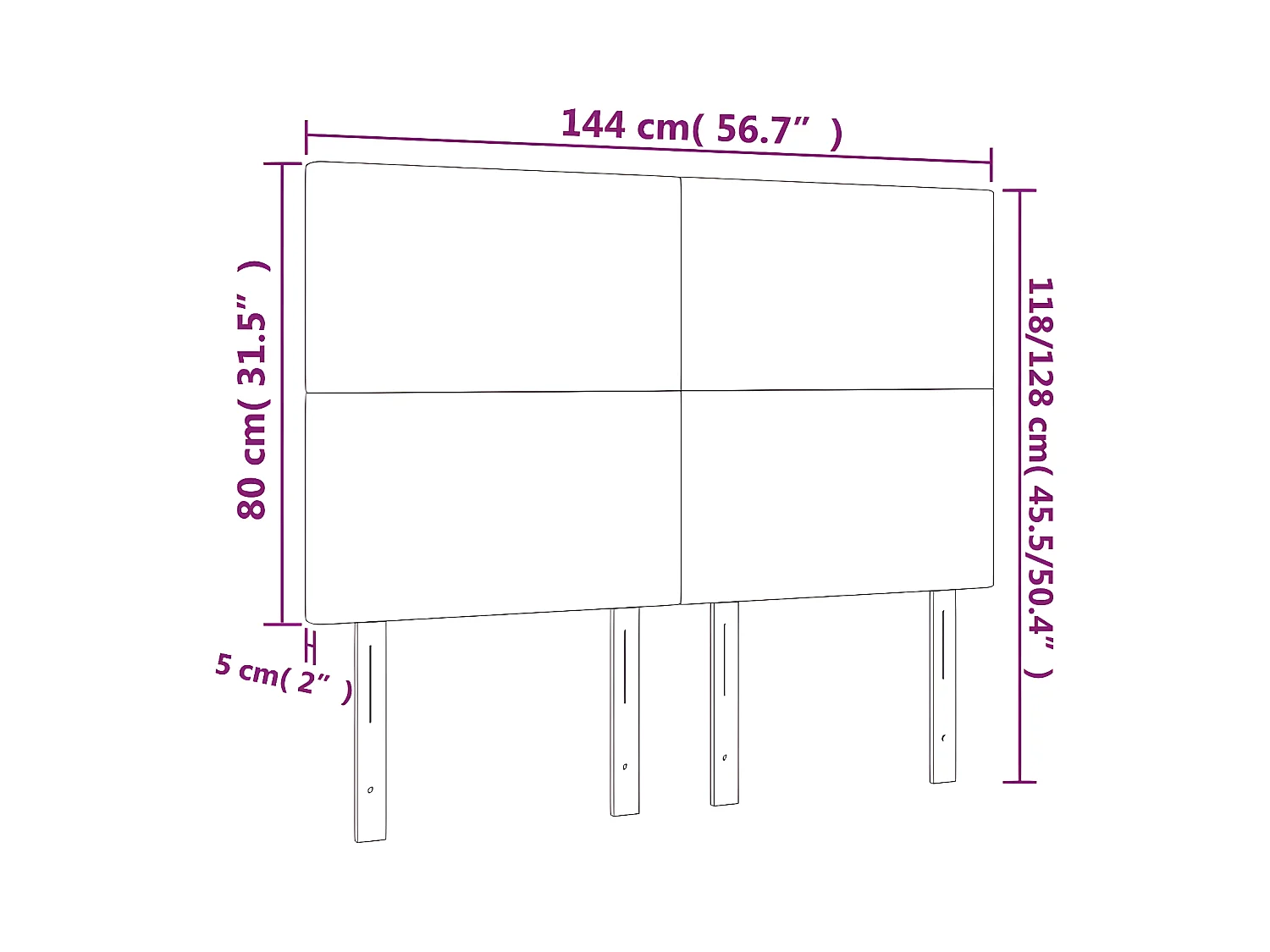 Tête de lit à LED Taupe 144x5x118/128 cm Tissu