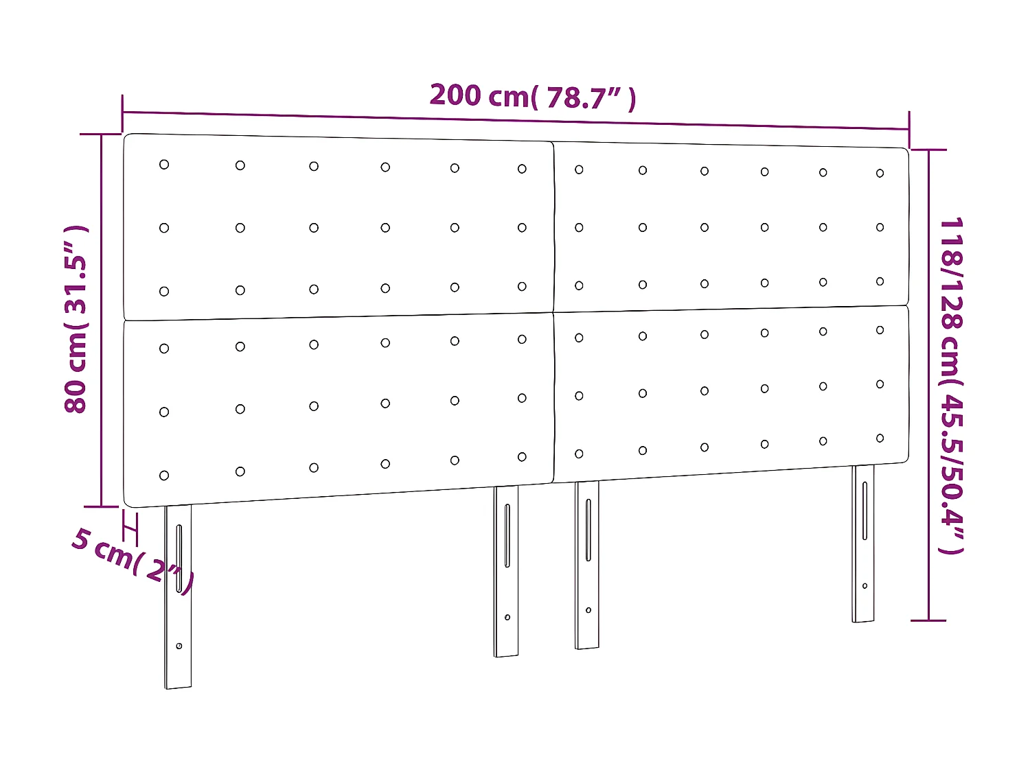 Têtes de lit 4 pcs Vert foncé 100x5x78/88 cm Velours