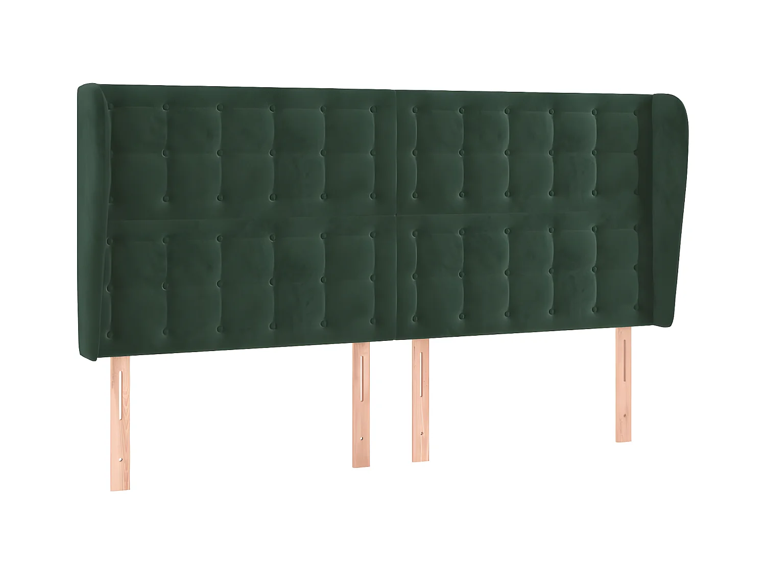 Tête de lit avec oreilles Vert foncé 203x23x118/128 cm Velours