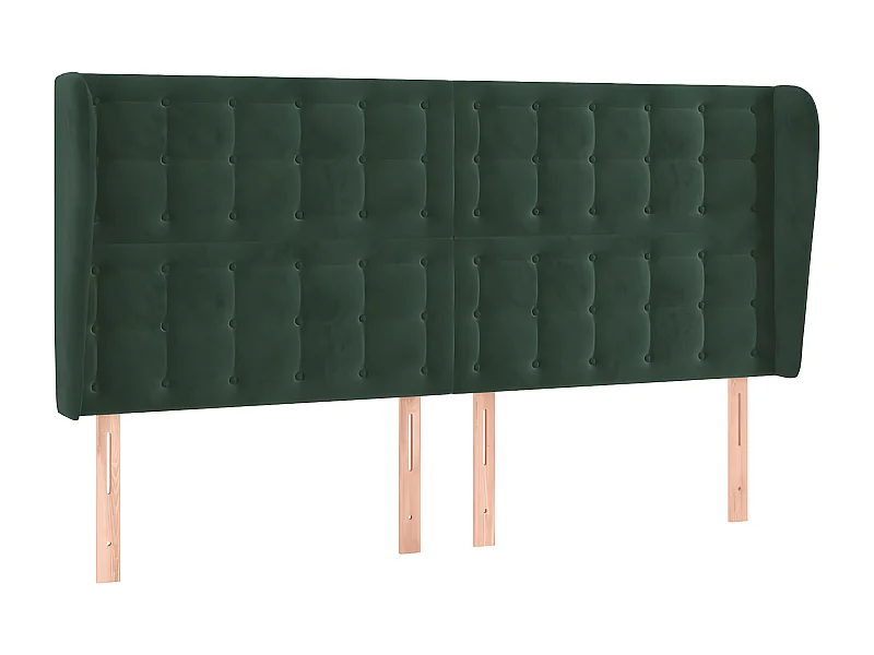 Cabecero con orejas Verde oscuro 203x23x118/128 cm Terciopelo