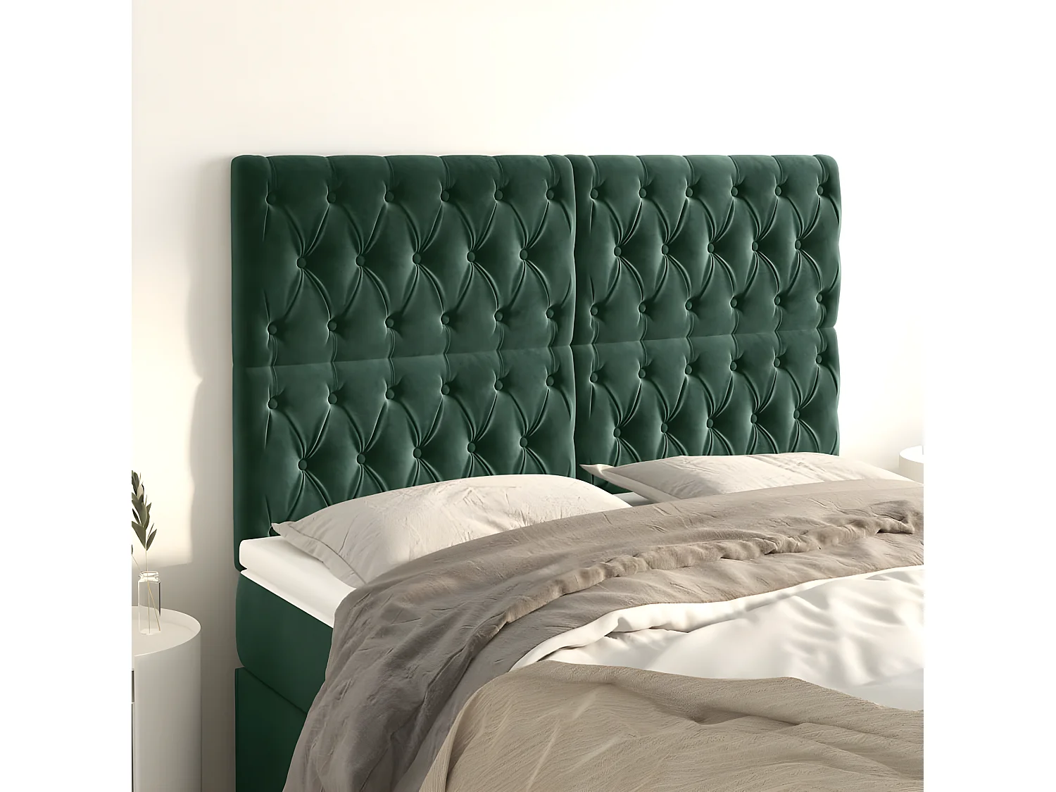 Testiere Letto 4 pz Verde scuro 80x7x78/88 cm Velluto