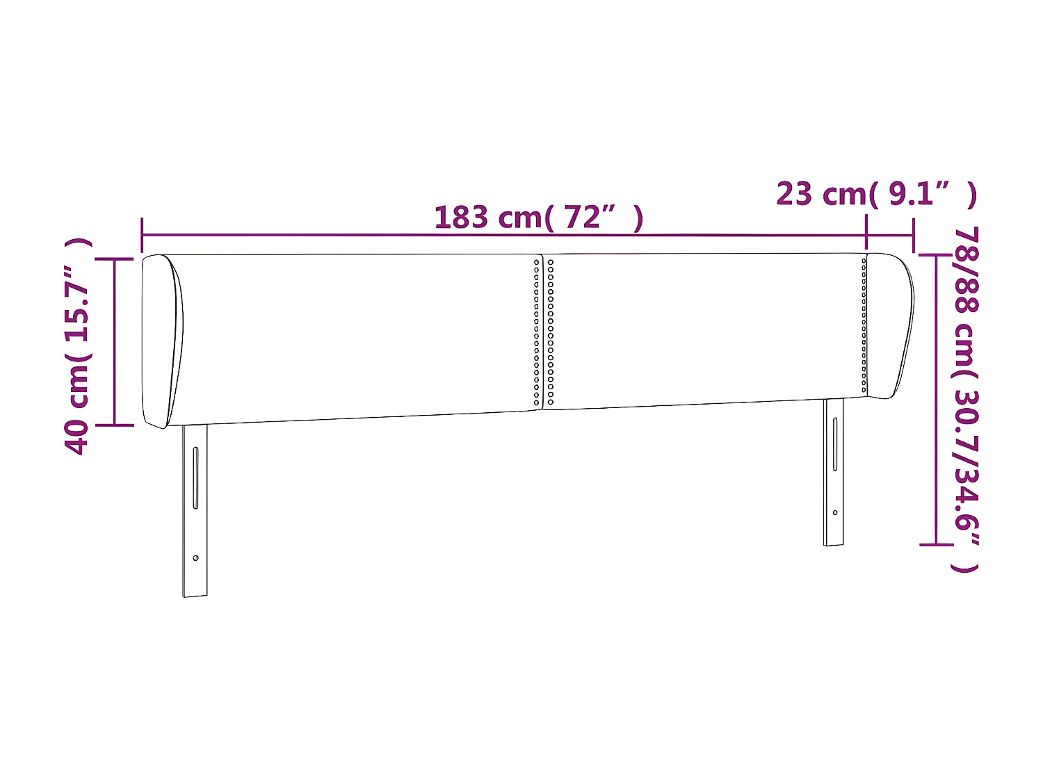 Testiera con orecchie Verde scuro 183x23x78/88 cm Velluto
