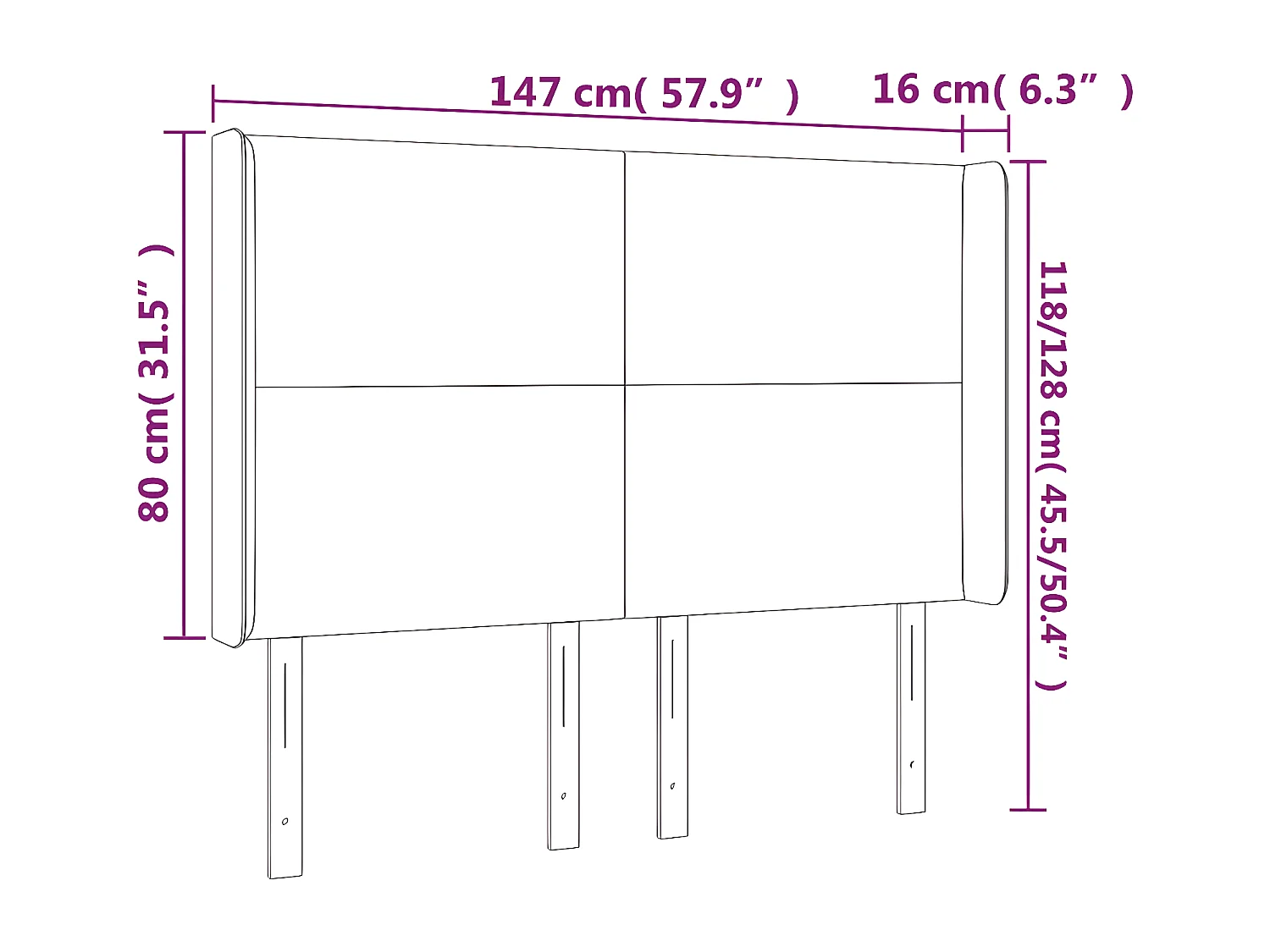 LED-hoofdbord Crème 147x16x118/128 cm Stof