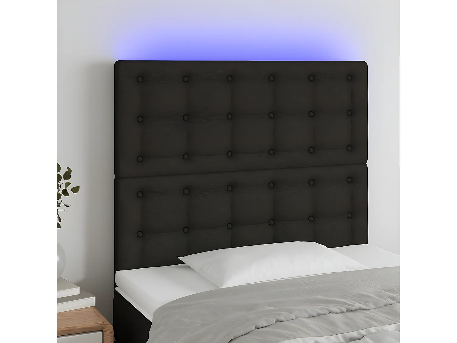 LED-Kopfteil Schwarz 80x5x118/128 cm Stoff