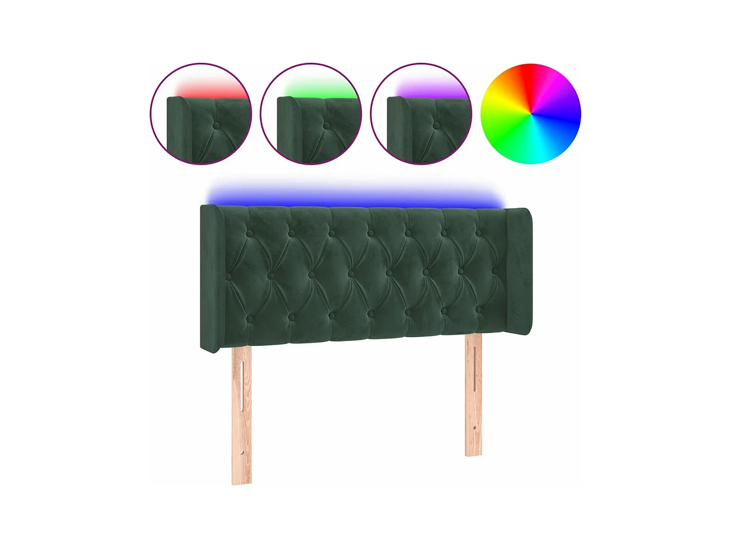Tête de lit à LED Vert foncé 93x16x78/88 cm Velours