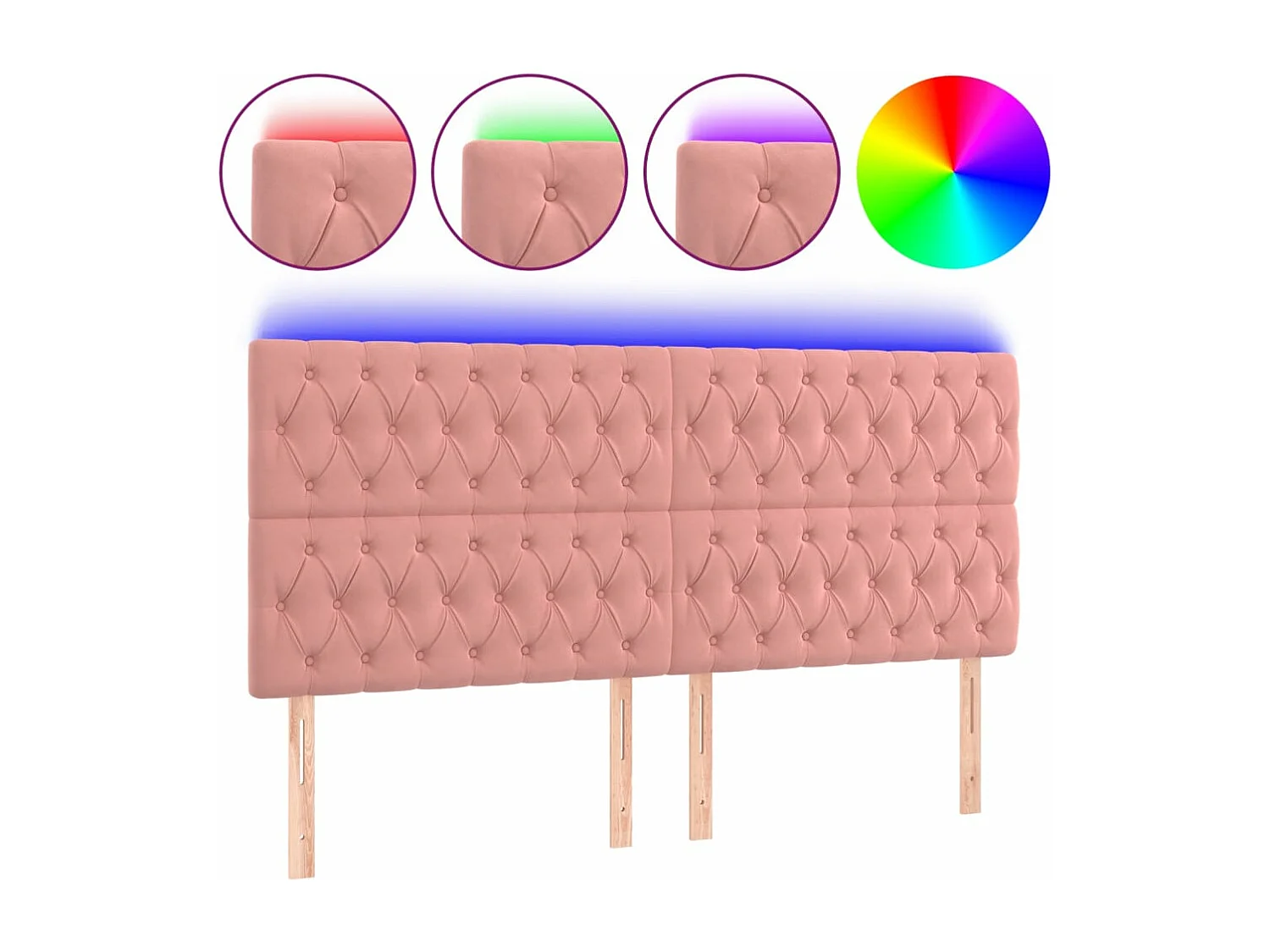 Tête de lit à LED Rose 180x7x118/128 cm Velours