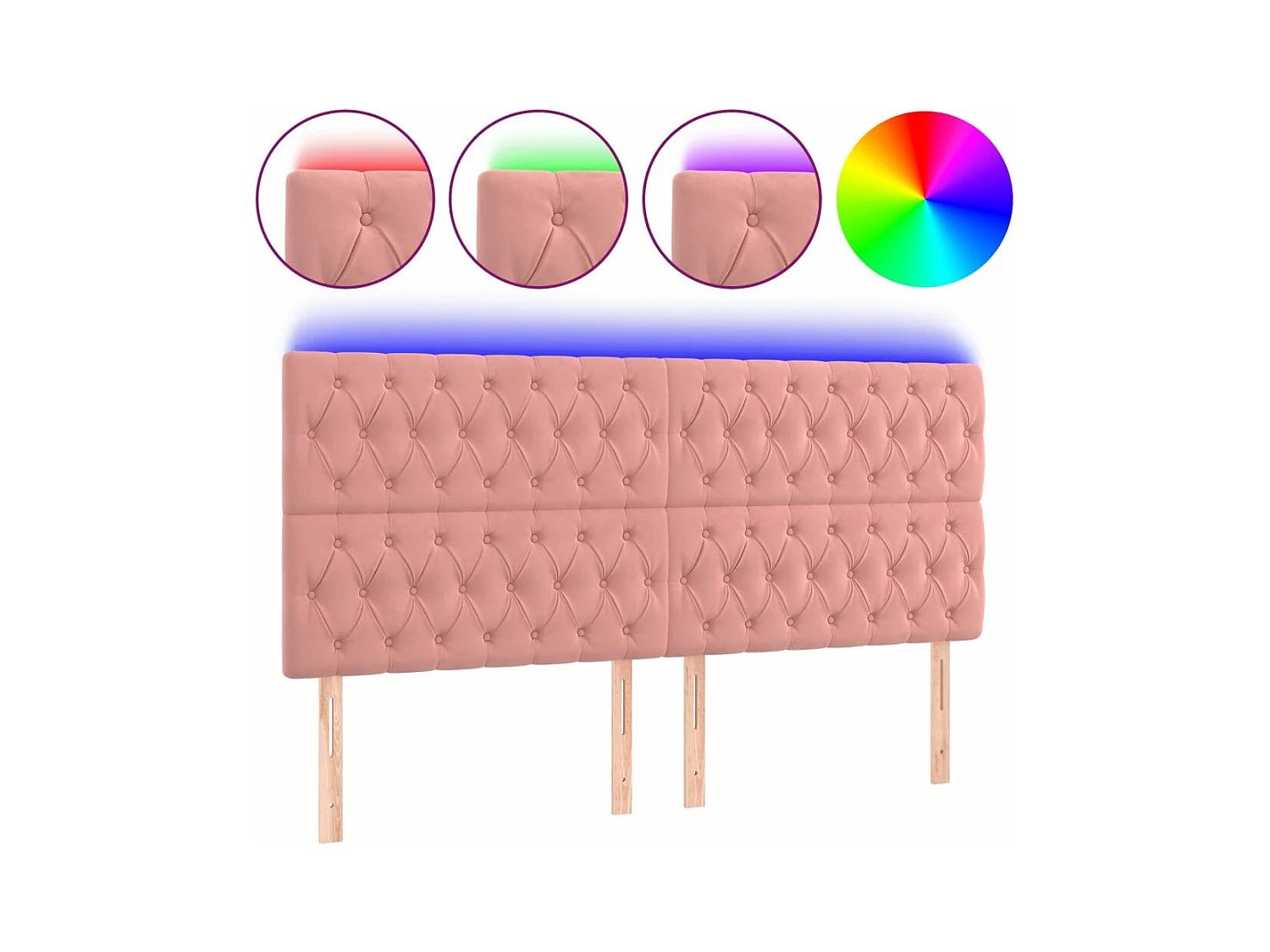 Tête de lit à LED Rose 180x7x118/128 cm Velours