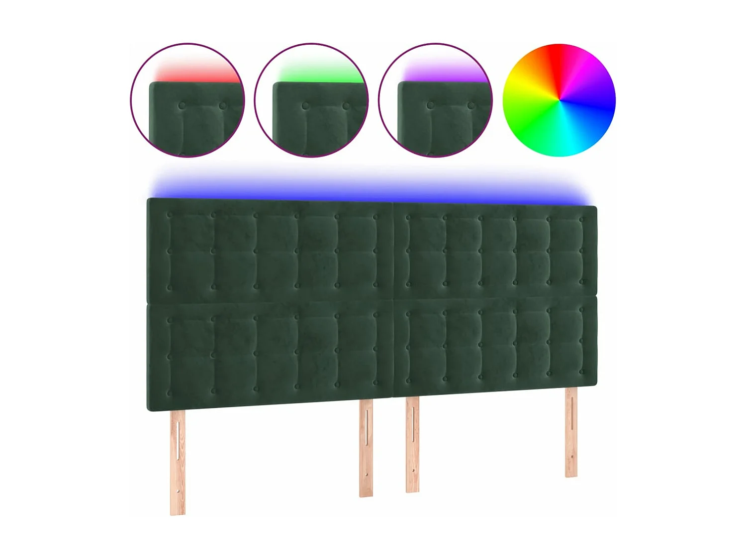 Cabeceira LED Verde escuro 200x5x118/128 cm Veludo