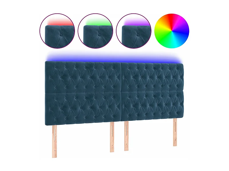 Tête de lit à LED Bleu foncé 180x7x118/128 cm Velours