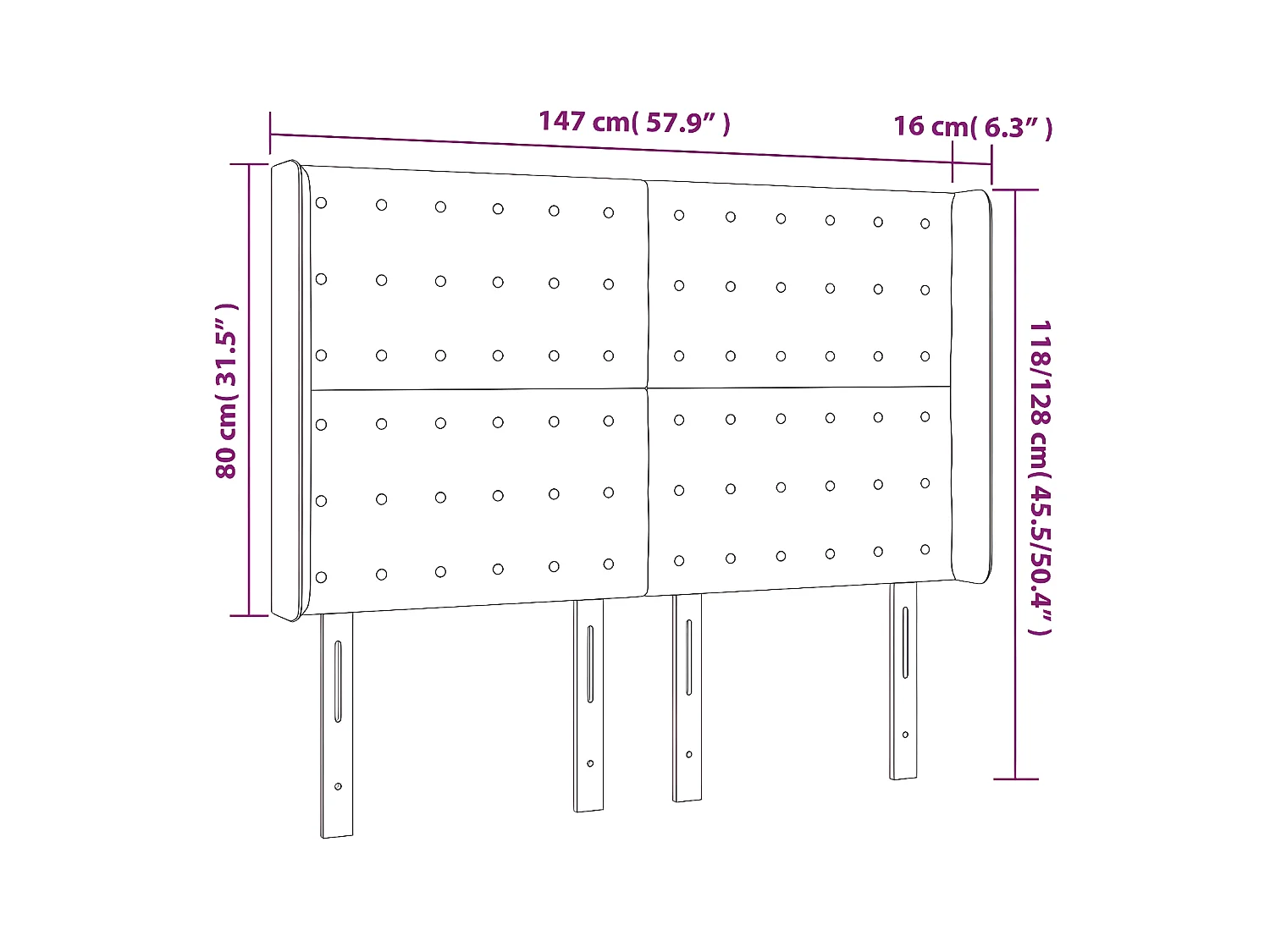 Tête de lit à LED Vert foncé 147x16x118/128 cm Velours
