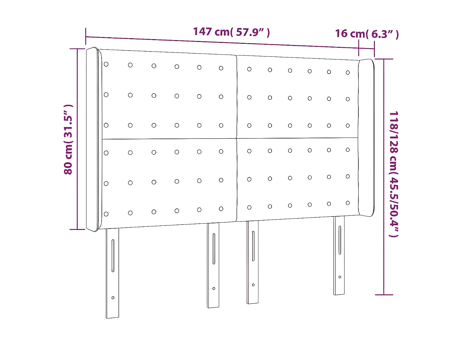 Tête de lit à LED Vert foncé 147x16x118/128 cm Velours