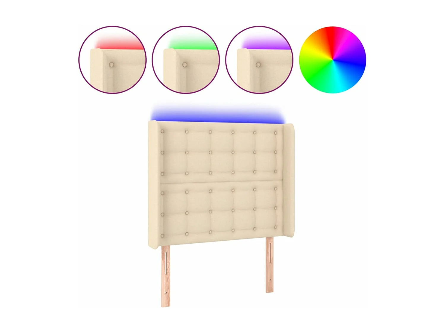 LED-Kopfteil Creme 103x16x118/128 cm Stoff