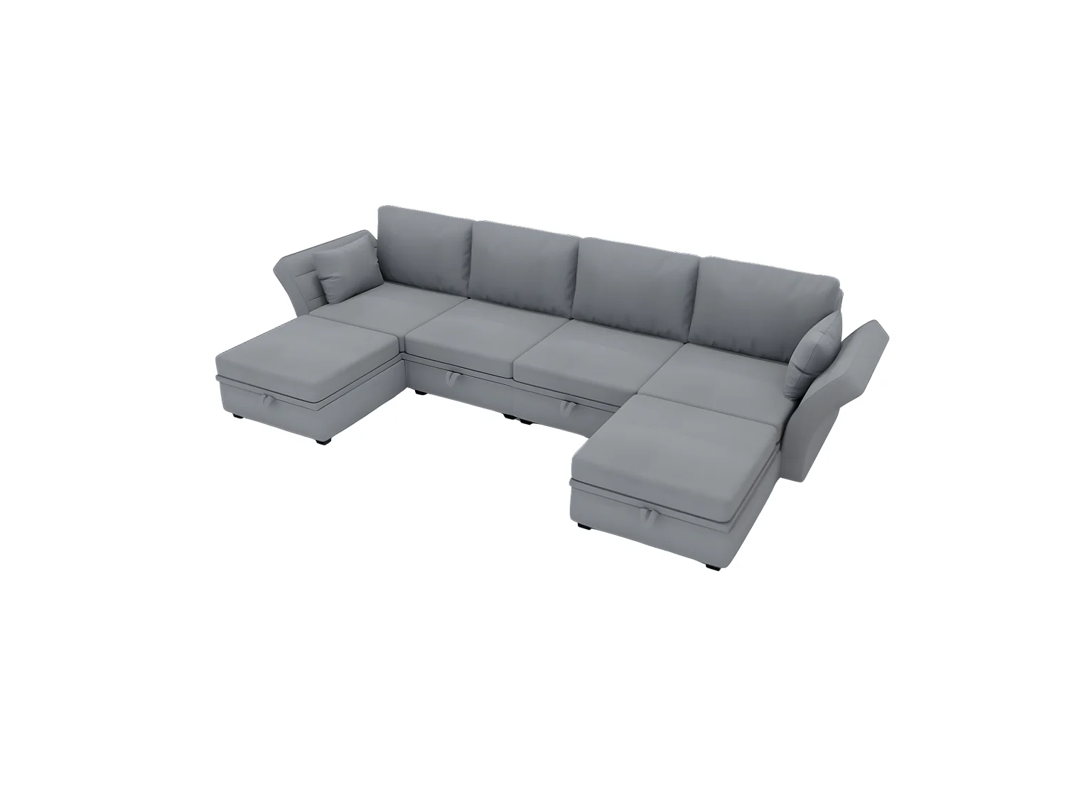 Canapé en forme de U avec rangement, tissu en lin pliable, canapé-lit décontracté