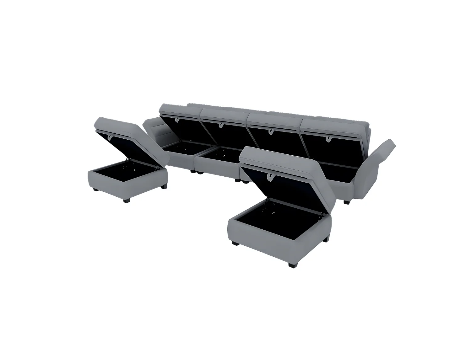 Canapé en forme de U avec rangement, tissu en lin pliable, canapé-lit décontracté