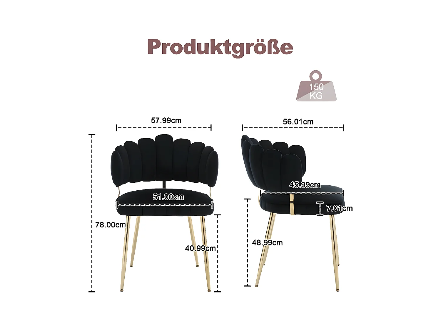 Ensemble de chaises rembourrées en velours doux, idéal pour la salle à manger