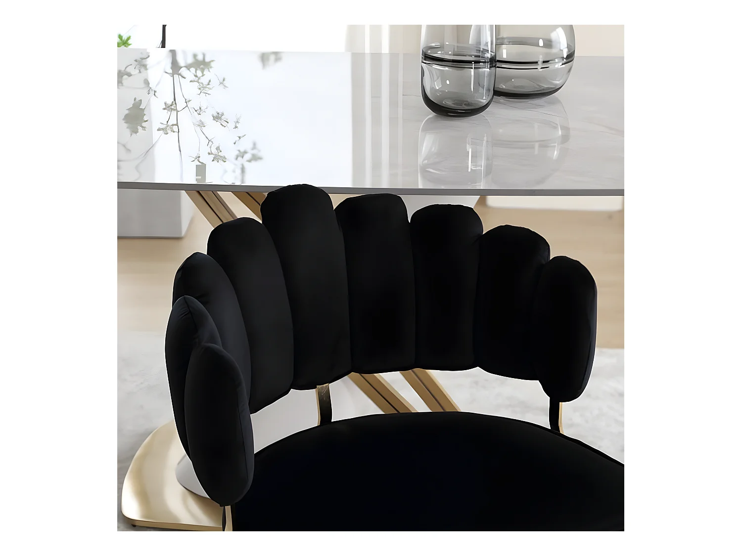 Set van 2 gestoffeerde fluwelen eetkamerstoelen, ideaal voor de eetkamer.