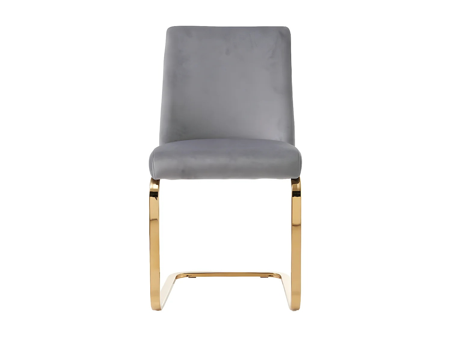 Chaise en velours avec dossier en forme de diamant et pieds en métal doré - Gris