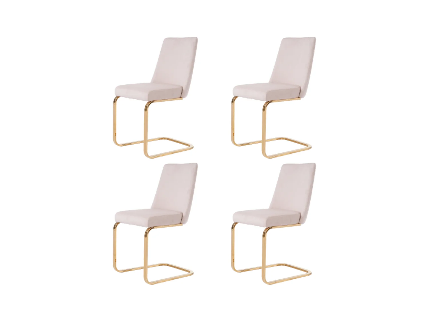 Set van 4 fluwelen eetkamerstoelen met diamantvormige rugleuning