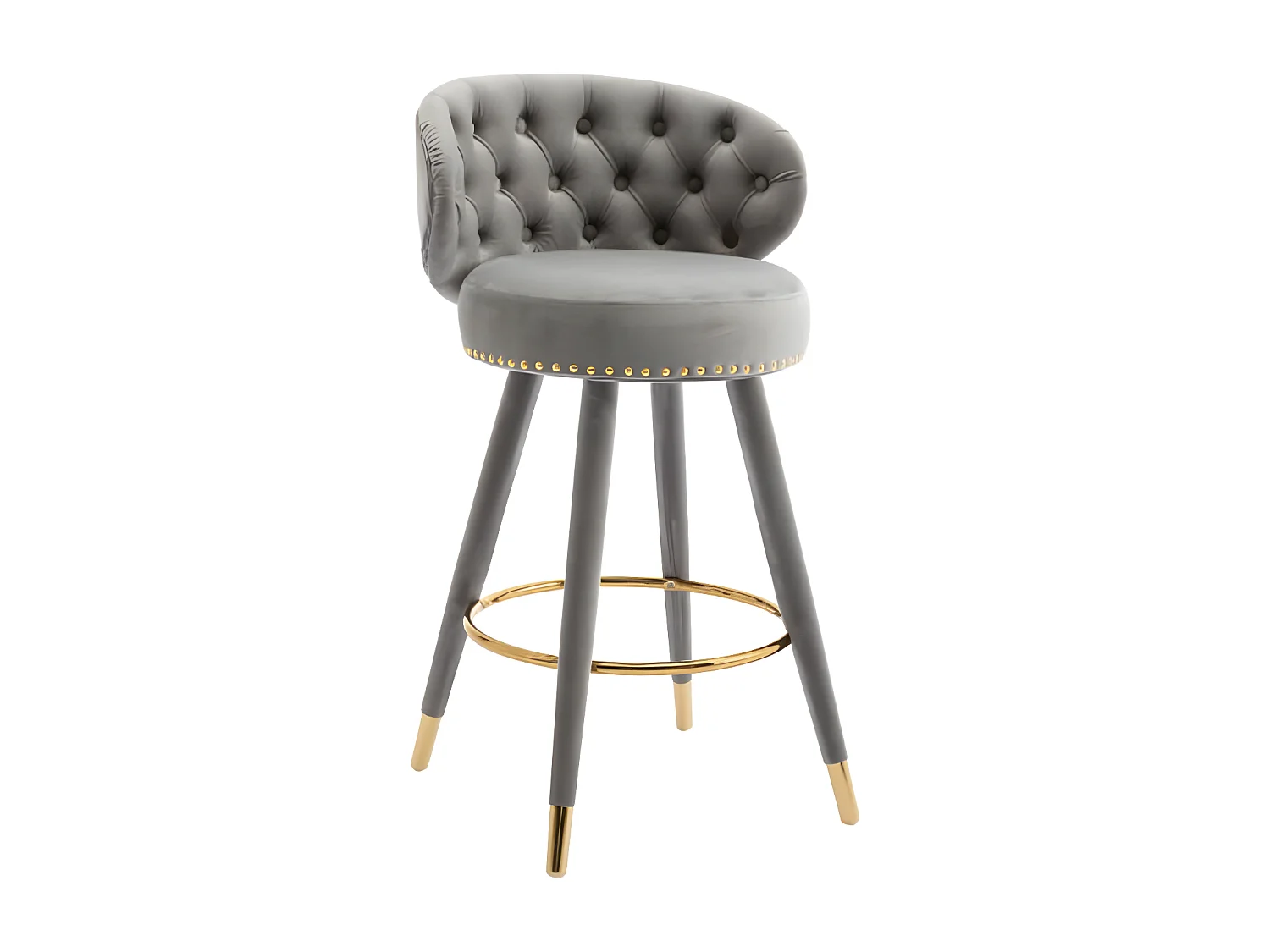 Ensemble de 2 Tabourets de Bar Contre Hauteur avec Pieds en Bois Rembourrés