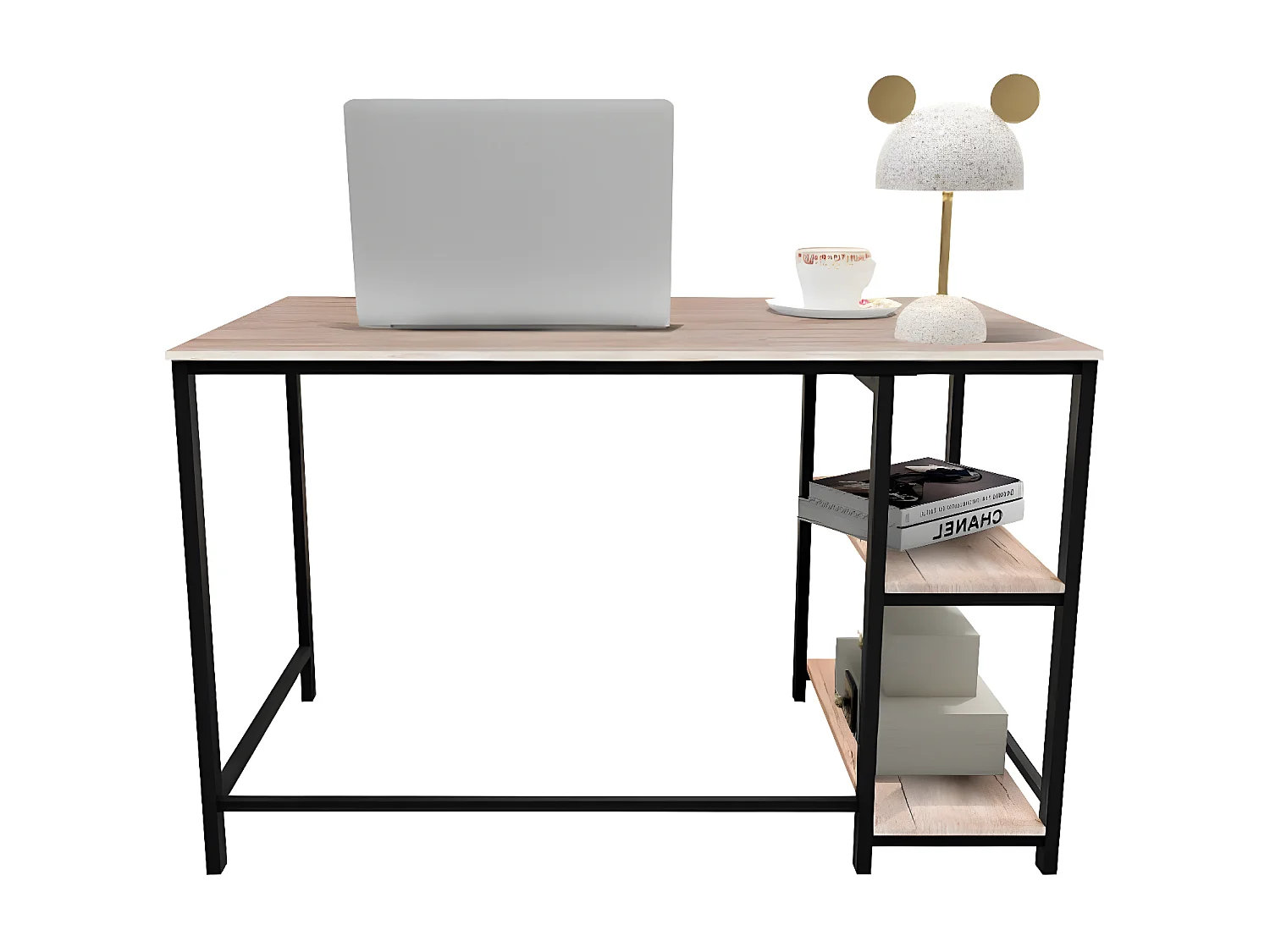 Bureau d'ordinateur industriel avec étagère à livres,  salon - 120x60x75 cm