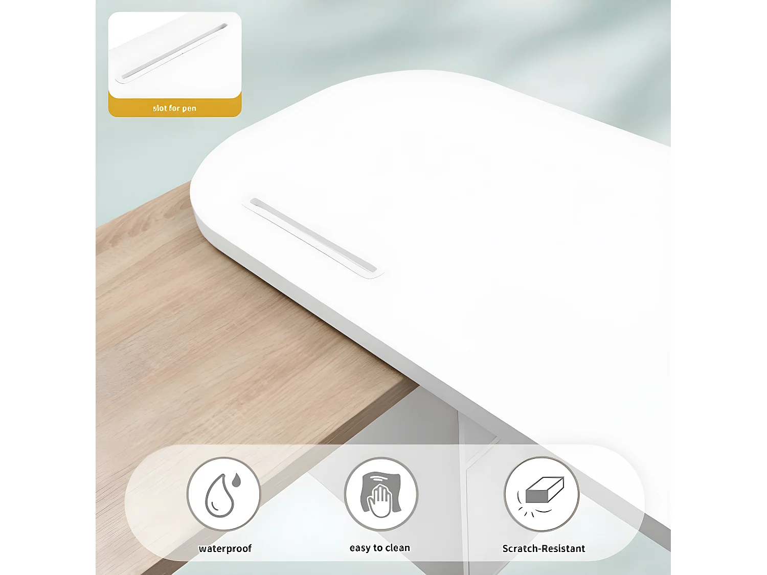 L-vormig houten en wit bureau van 135 cm