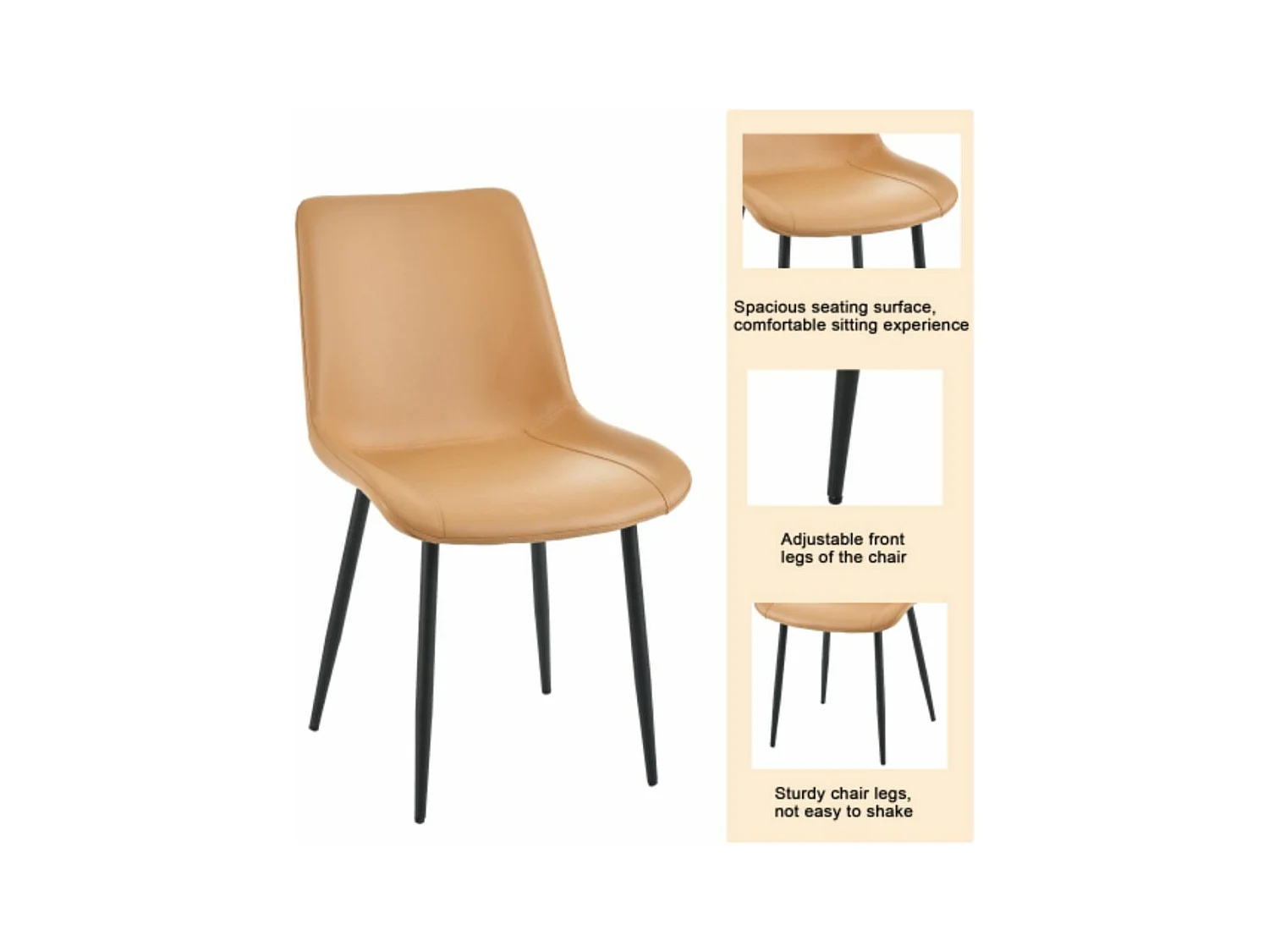 Set van 4 gestoffeerde stoelen met rugleuning, bruin