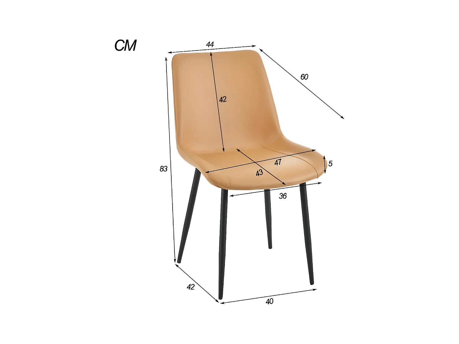 Set van 4 gestoffeerde stoelen met rugleuning, bruin