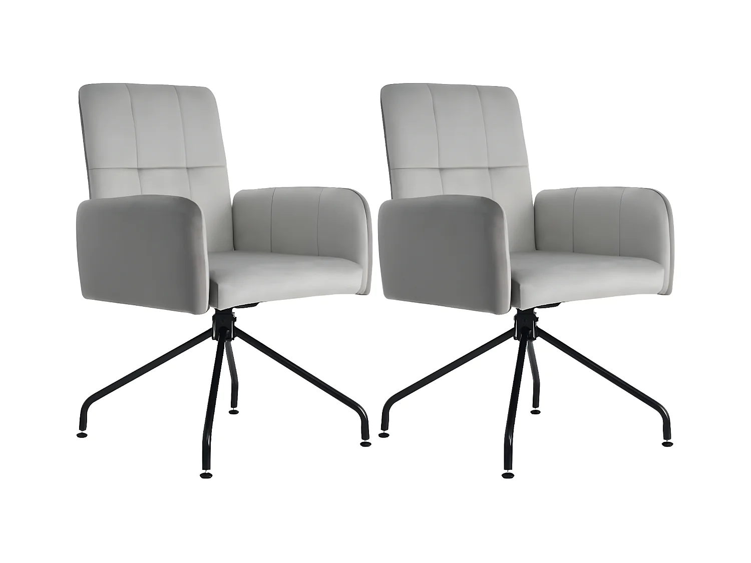 Set van 2 fluwelen eetkamerstoelen, grijs