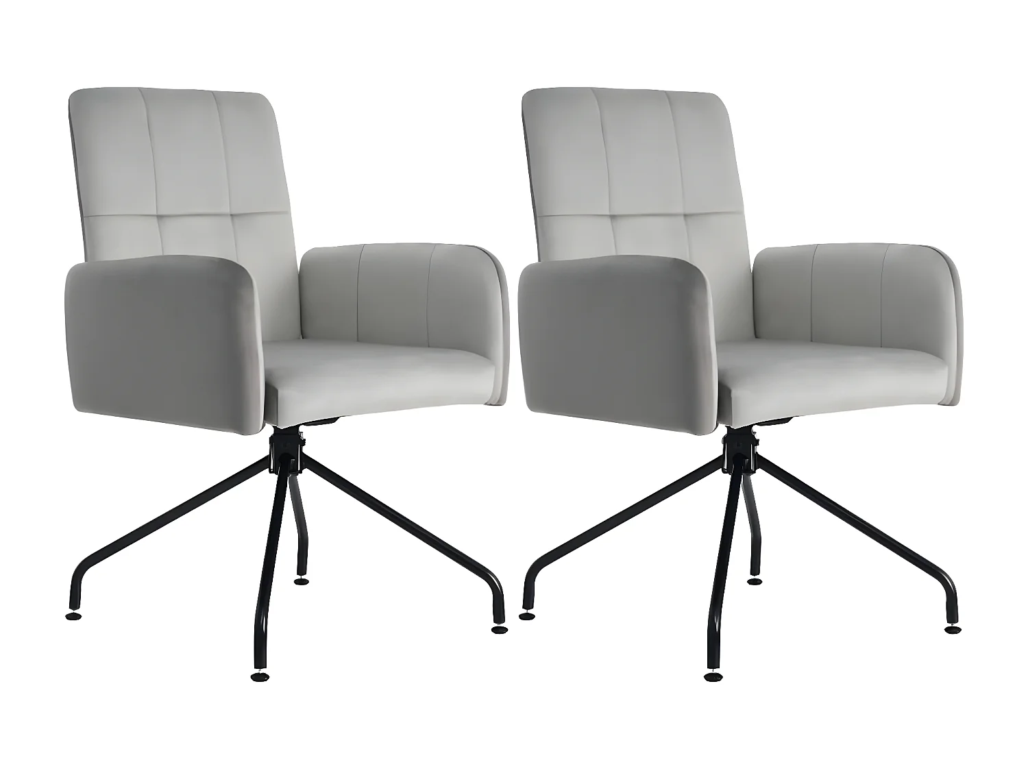 Ensemble de 2 chaises de salle à manger en velours, gris