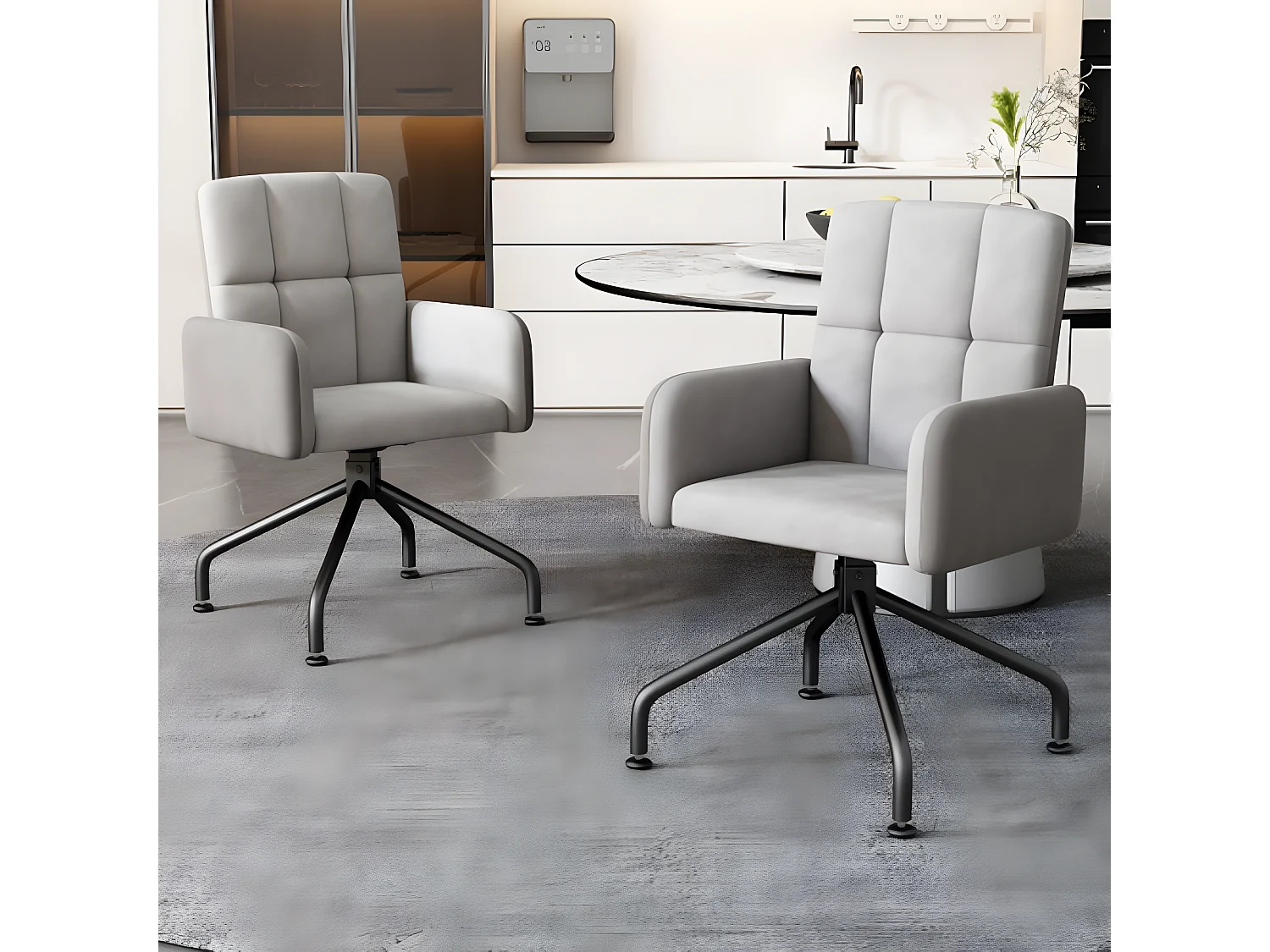 Ensemble de 2 chaises de salle à manger en velours, gris