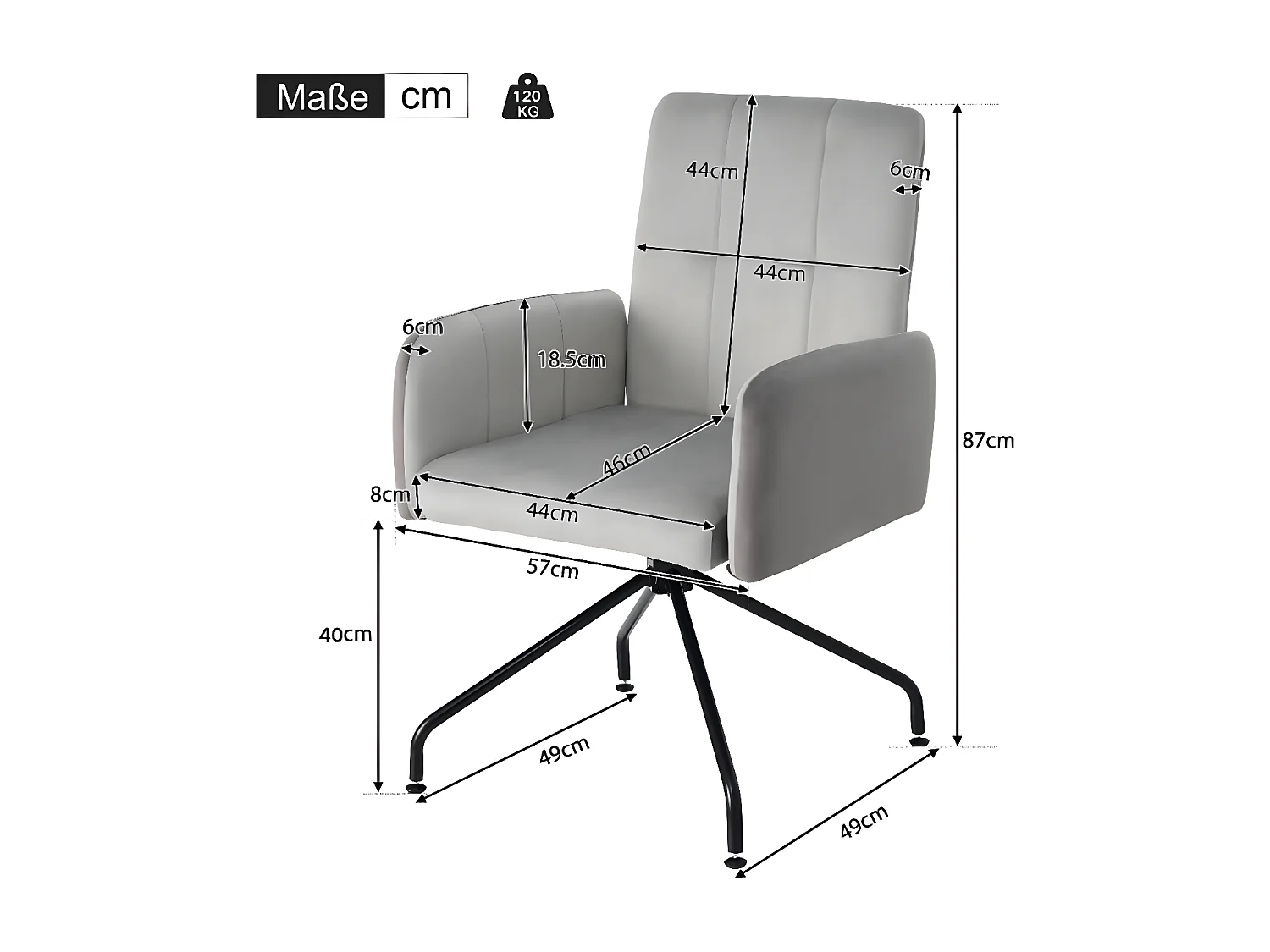 Set van 2 fluwelen eetkamerstoelen, grijs