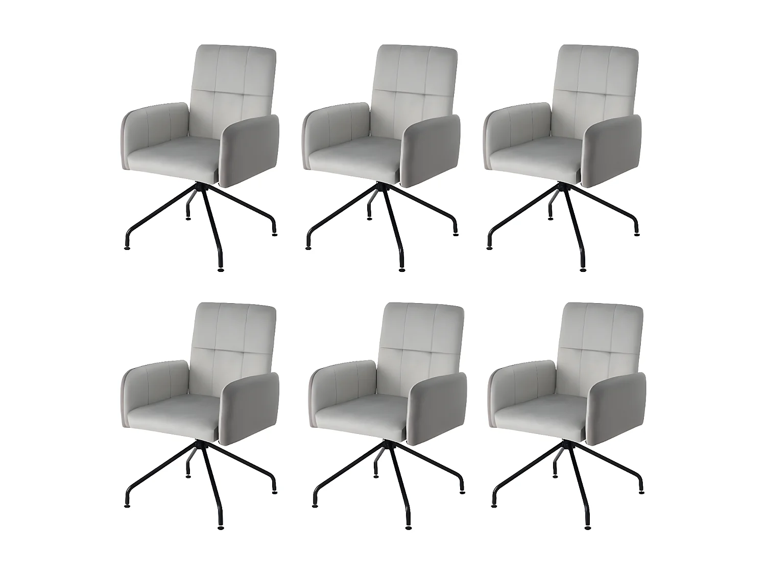 Ensemble de 6 chaises Fauteuil en velours assorti,  gris