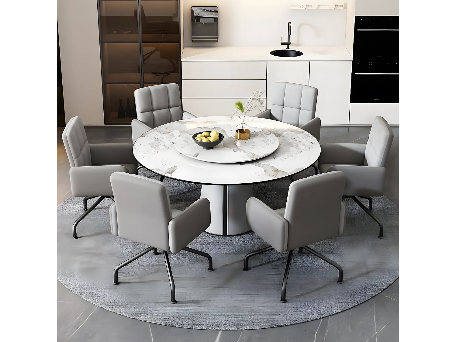 Ensemble de 6 chaises Fauteuil en velours assorti,  gris