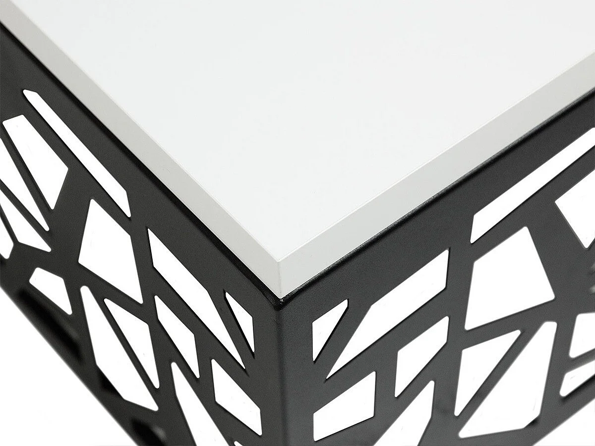 Table d&#39,appoint Germantown 102, Noir mat|Blanc brillant, 45x60x60cm, Stratifié