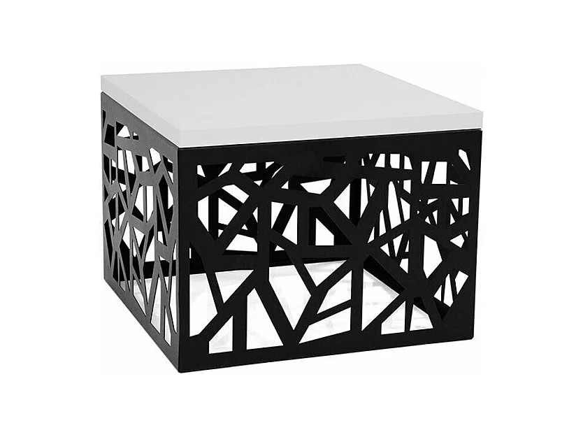 Table d&#39,appoint Germantown 102, Noir mat|Blanc brillant, 45x60x60cm, Stratifié