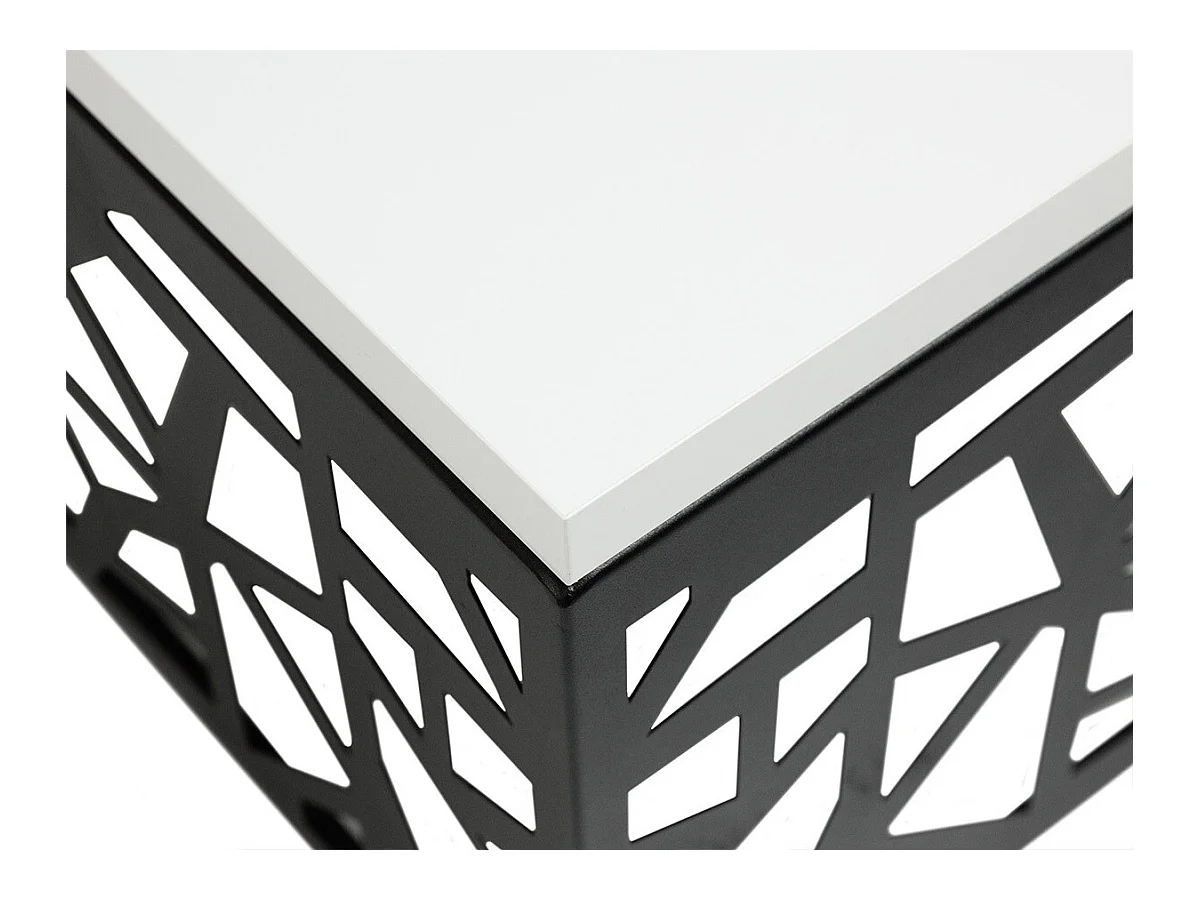 Table d',appoint Germantown 102, Noir mat|Blanc brillant, 45x60x60cm, Stratifié