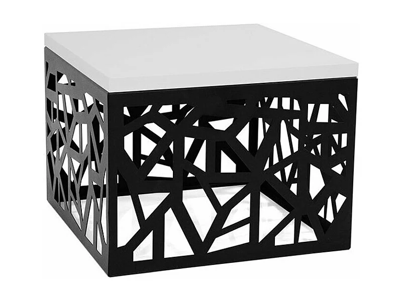 Table d'appoint Germantown 102, Noir mat|Blanc brillant, 45x60x60cm, Stratifié, Angulaire