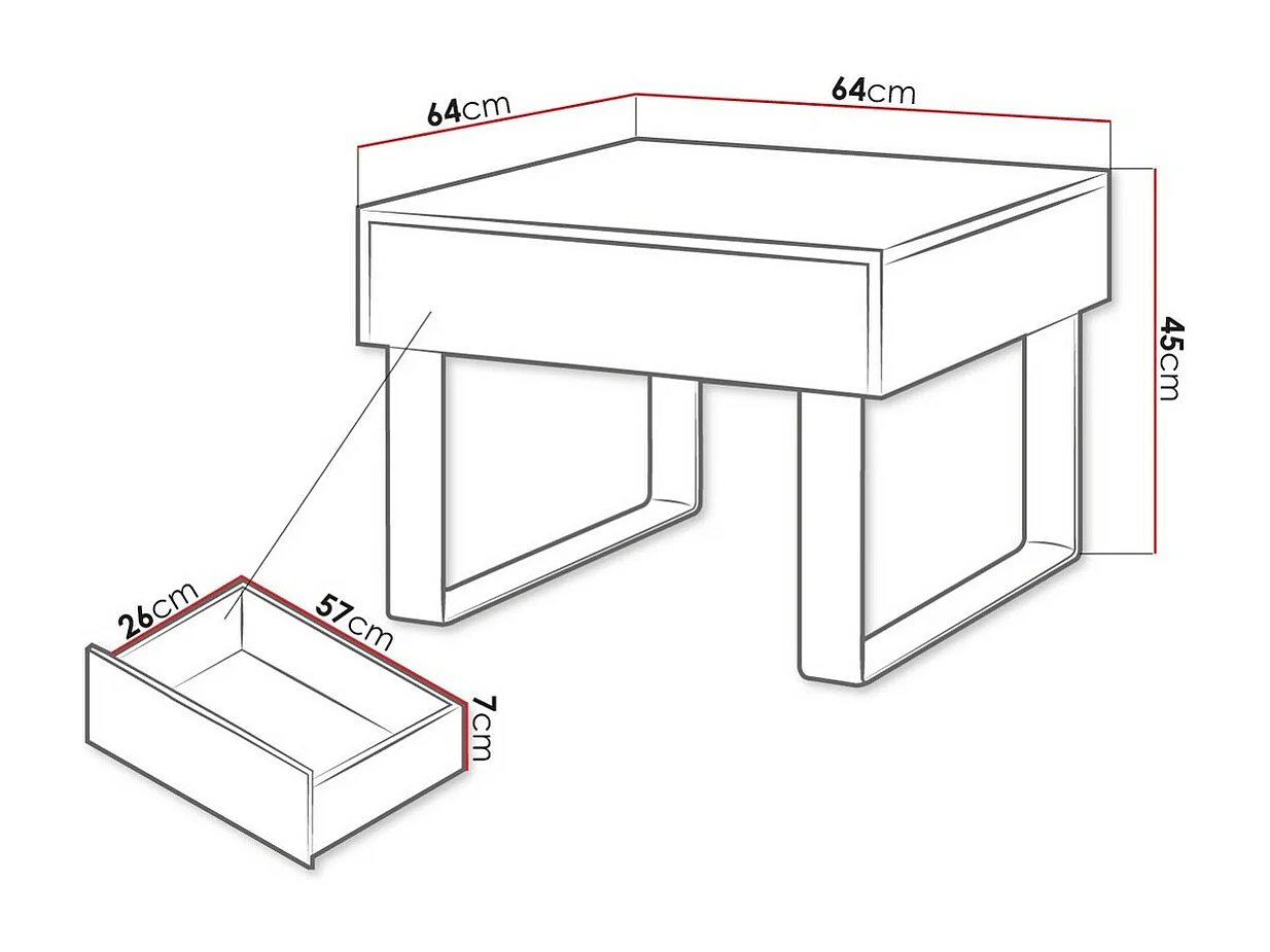 Table d&#39,appoint Tivdalu 137, Blanc brillant|Blanc, 45x64x64cm, Stratifié, Angulaire