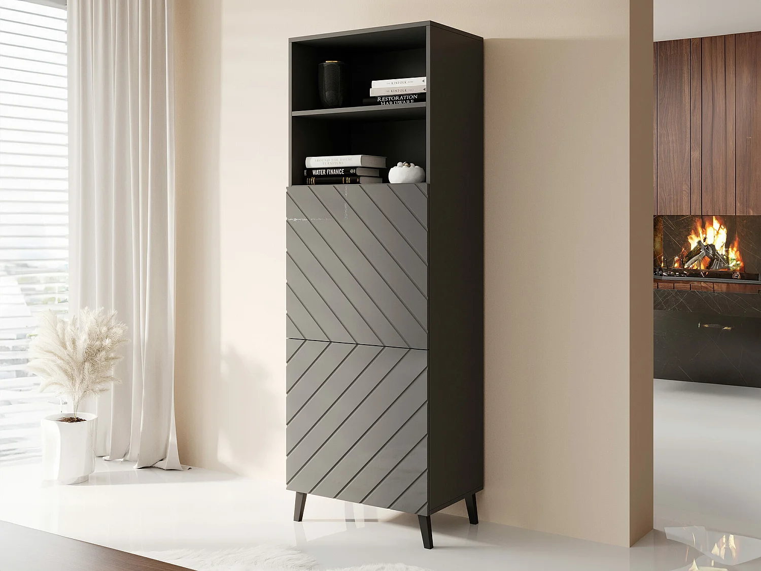 Estante Charlotte 178, Com portas, Placa de aglomerado laminado