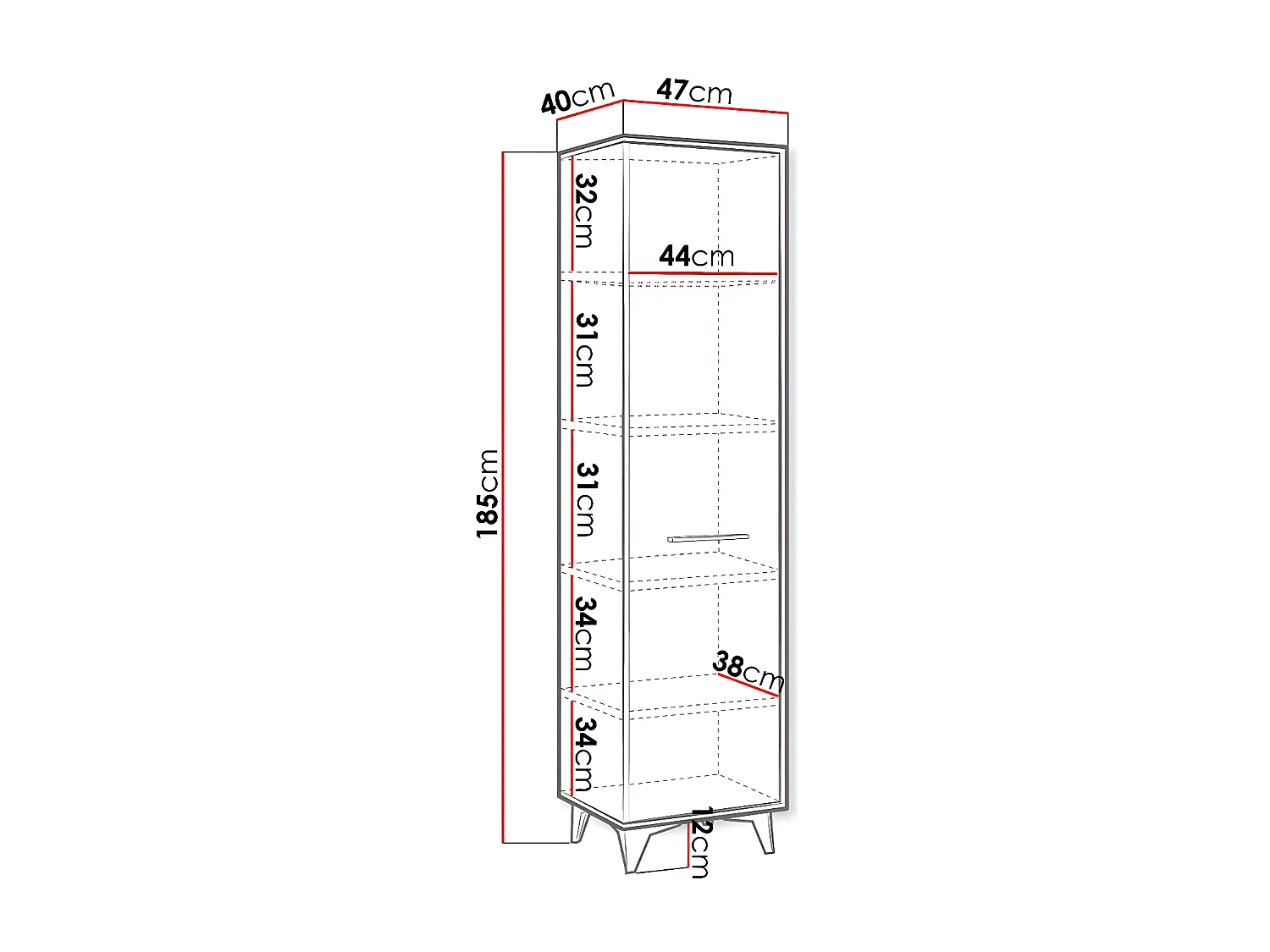 Étagère Avimora 105, Avec des portes|Fermé, Stratifié, Le nombre de portes: 1, 185x48cm