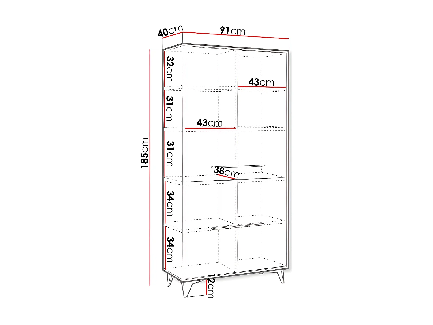 Étagère Avimora 104, Avec des portes|Fermé, Stratifié, Le nombre de portes: 4, 185x91cm