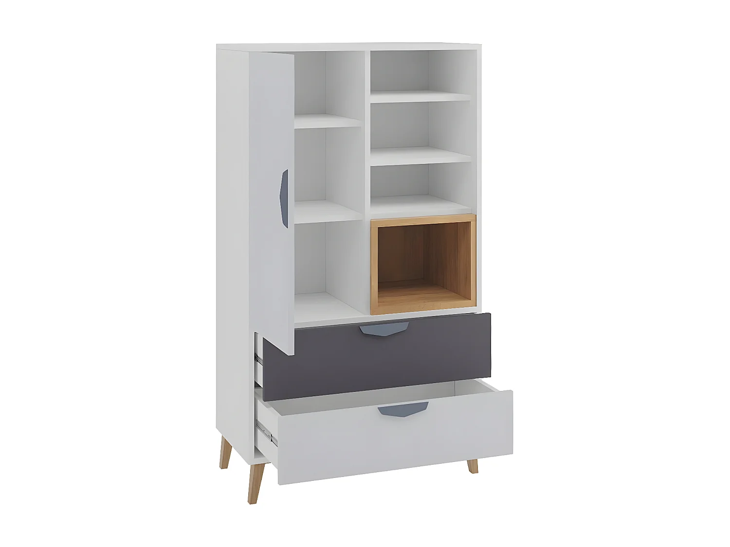 Estantería Domvera 104, Con puertas|Con cajones, Aglomerado laminado, 140x80x40cm