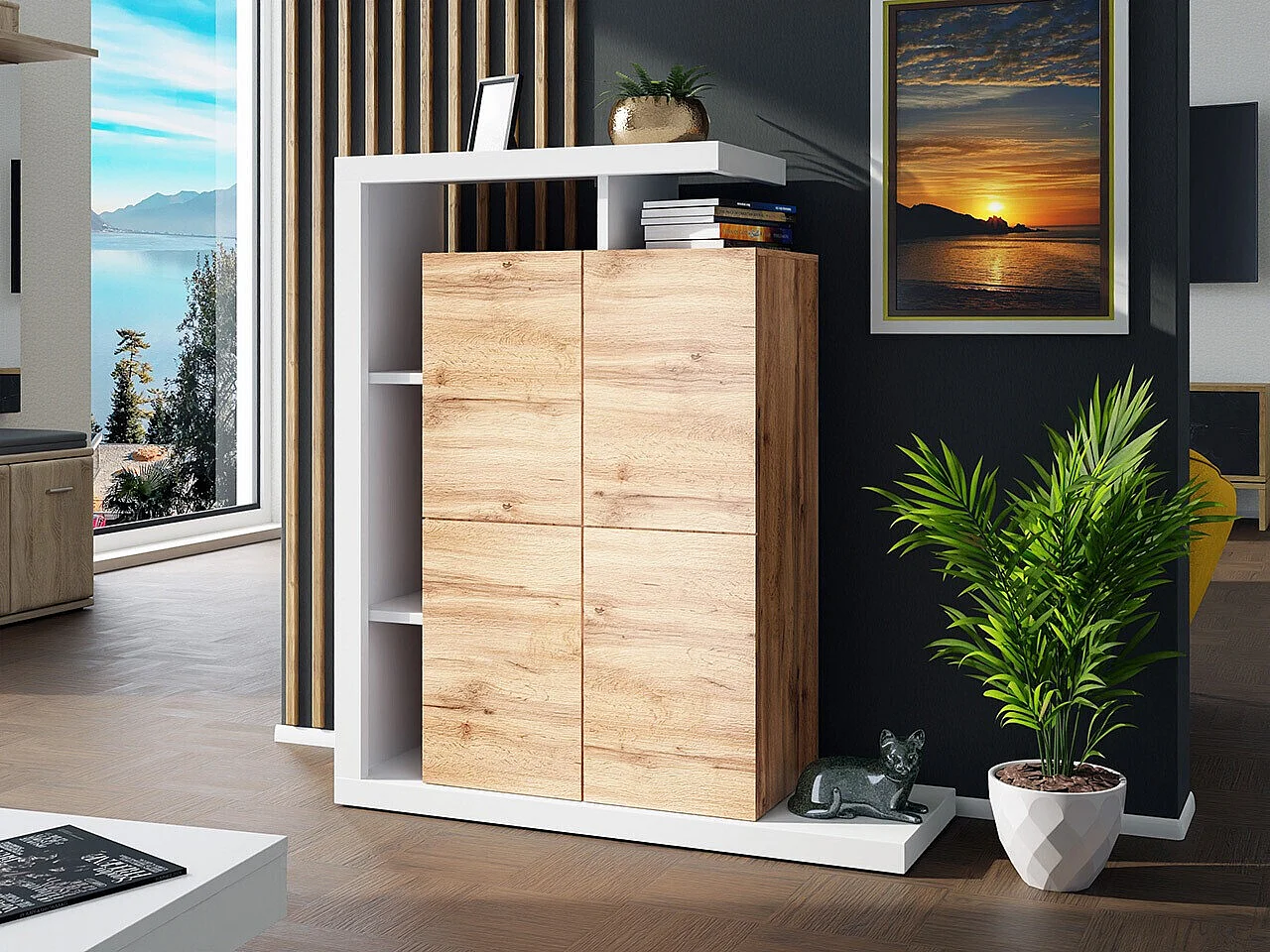 Scaffale Utica 113, Con porte|Chiuso, Truciolare laminato, Il numero di porte: 2.00, 40cm