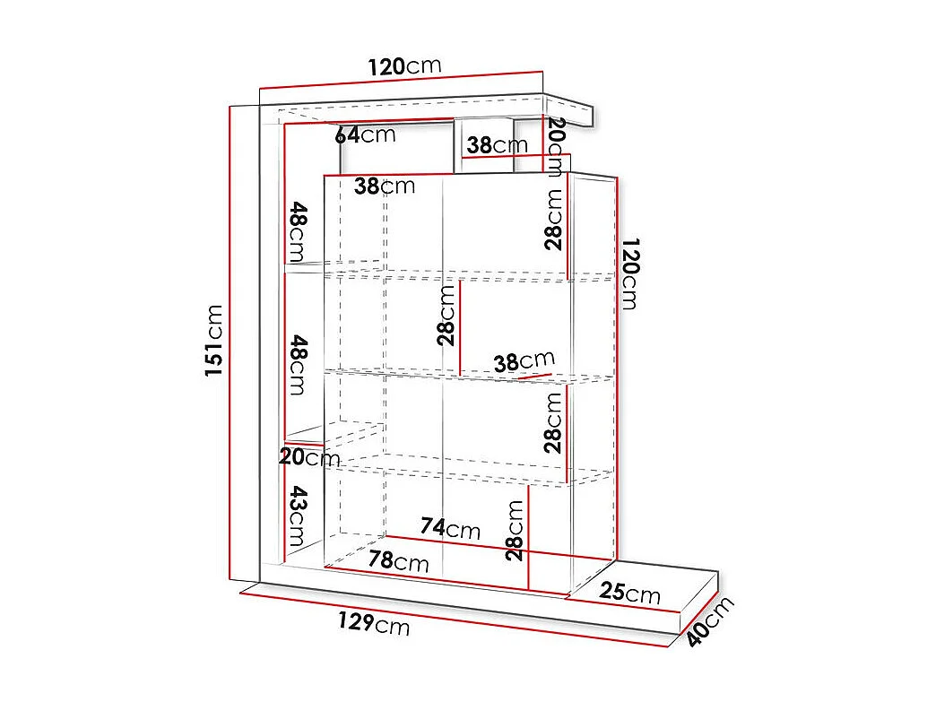 Scaffale Utica 113, Con porte|Chiuso, Truciolare laminato, Il numero di porte: 2.00, 40cm
