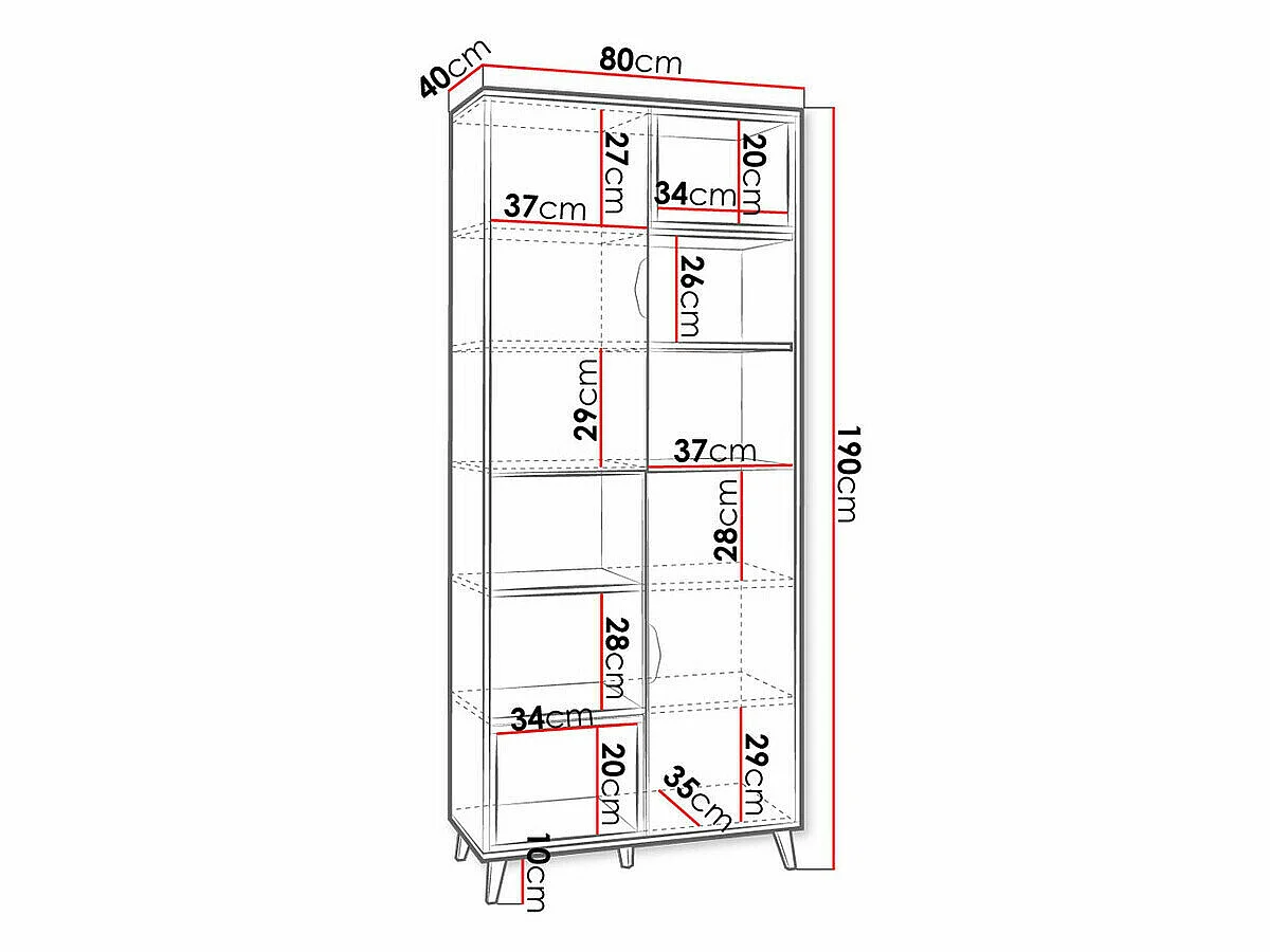 Estantería Domvera 102, Con puertas, Aglomerado laminado, Número de puertas: 2, 190x80cm