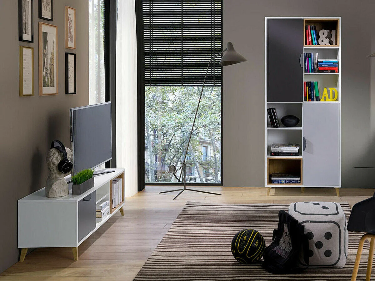 Estantería Domvera 102, Con puertas, Aglomerado laminado, Número de puertas: 2, 190x80cm