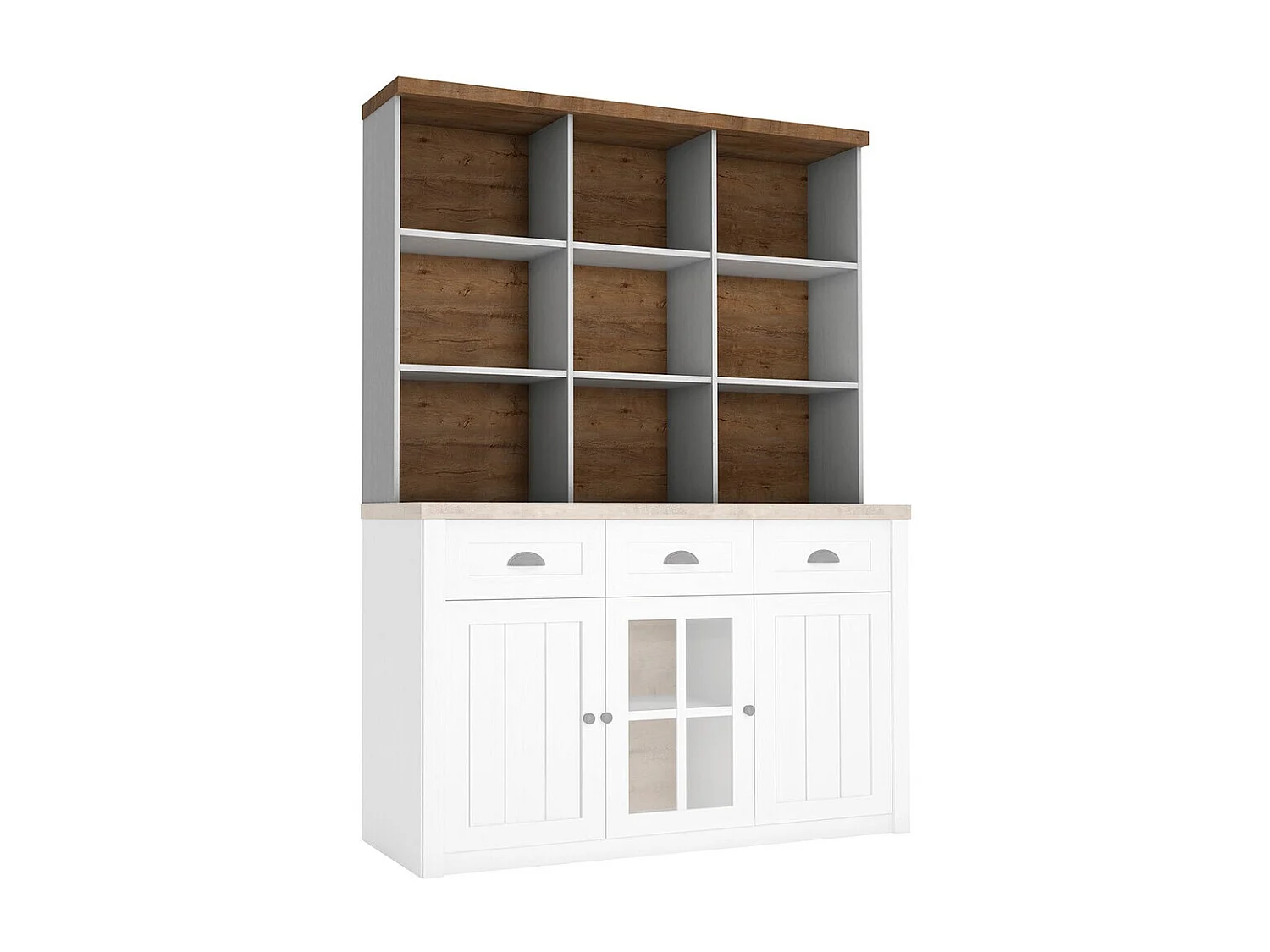 Étagère Ferdore 105, Ouvert, MDF|Stratifié, 111x130x35cm, Chêne de Lefkas|Pin Anderson