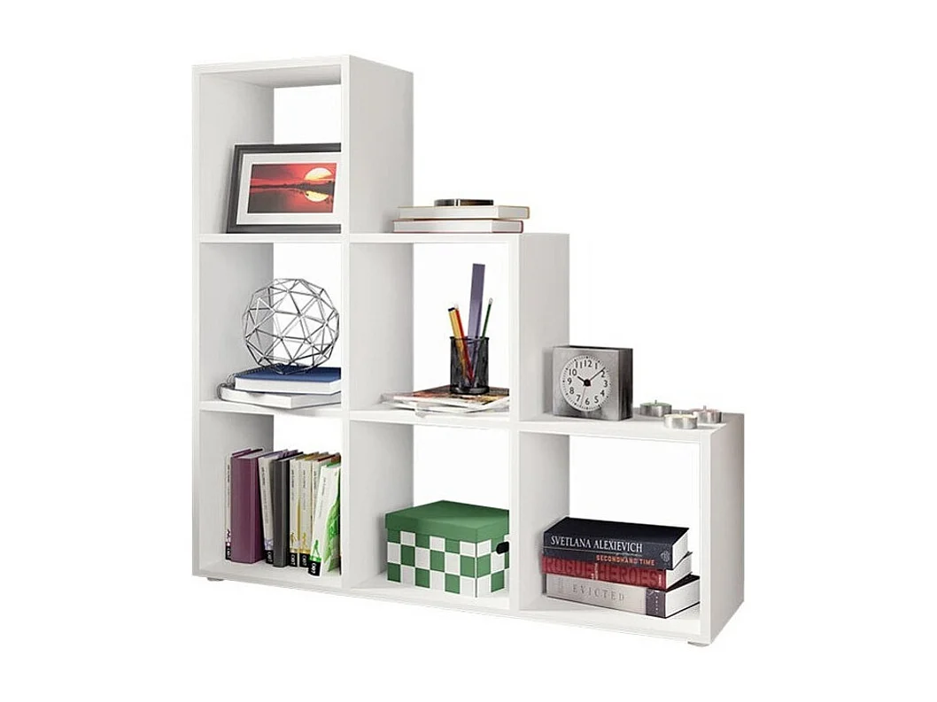 Étagère Sarasota 110, Ouvert sans paroi d'extrémité, Stratifié, 108x105x33cm, Blanc