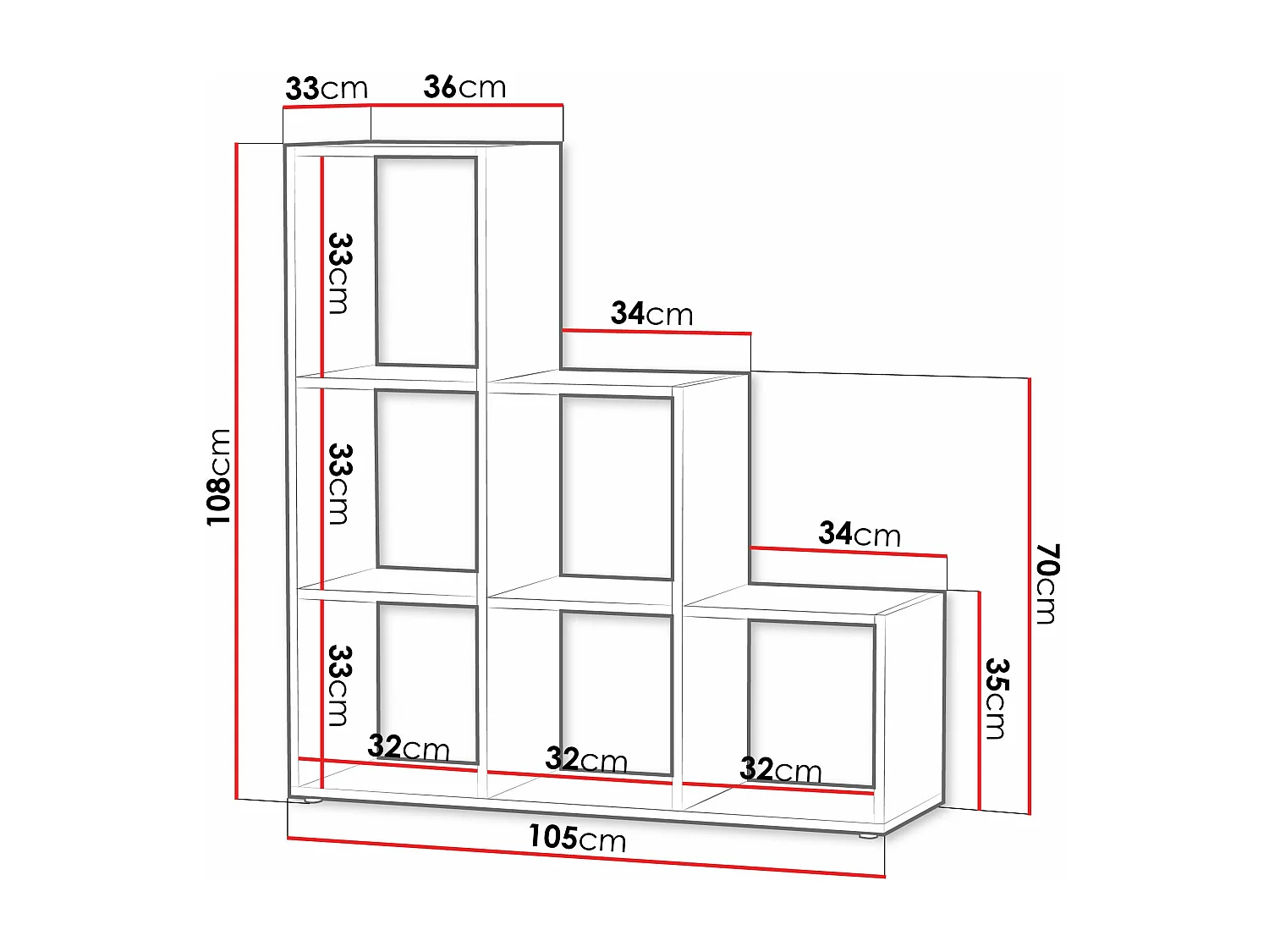 Étagère Sarasota 110, Ouvert sans paroi d'extrémité, Stratifié, 108x105x33cm, Blanc