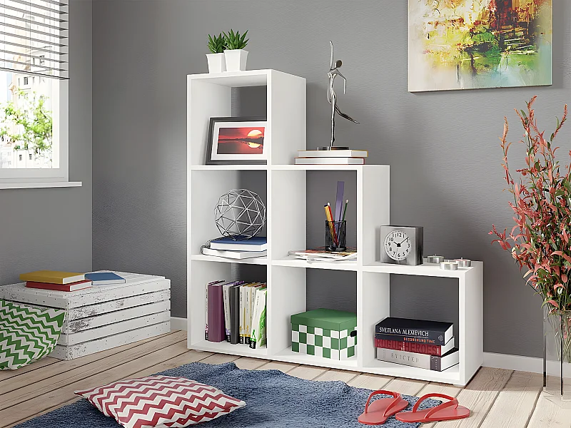 Étagère Sarasota 110, Ouvert sans paroi d'extrémité, Stratifié, 108x105x33cm, Blanc